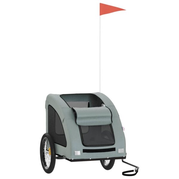 vidaXL Pet Bike Trailer Gray Oxford Fabric and Iron - Image 3