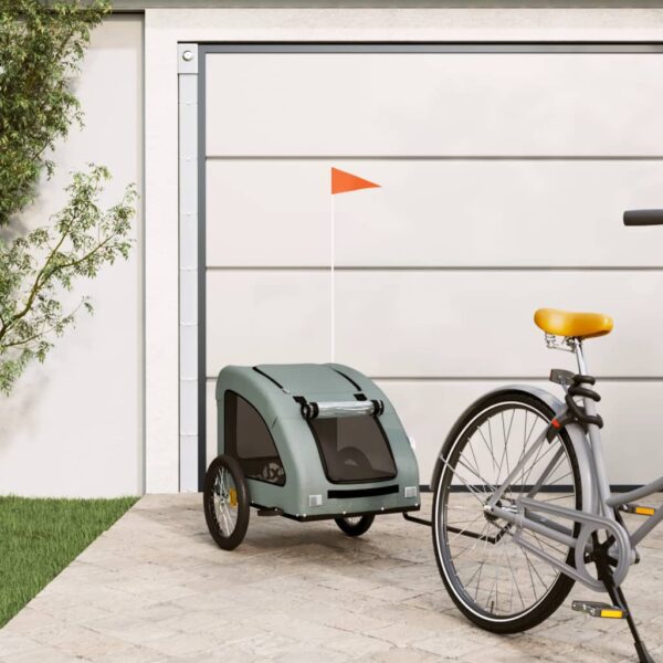 vidaXL Pet Bike Trailer Gray Oxford Fabric and Iron