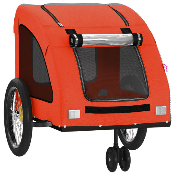 vidaXL Pet Bike Trailer Orange and Gray Oxford Fabric and Iron - Image 5