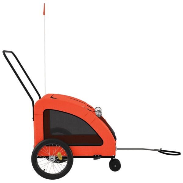 vidaXL Pet Bike Trailer Orange and Gray Oxford Fabric and Iron - Image 6