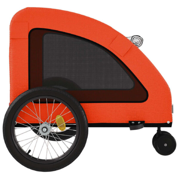 vidaXL Pet Bike Trailer Orange and Gray Oxford Fabric and Iron - Image 7