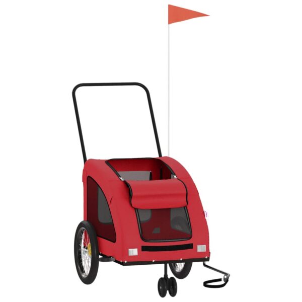 vidaXL Pet Bike Trailer Red Oxford Fabric and Iron - Image 3