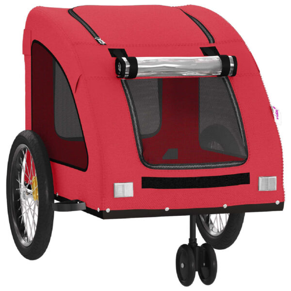 vidaXL Pet Bike Trailer Red Oxford Fabric and Iron - Image 5