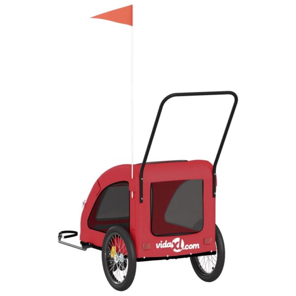 vidaXL Pet Bike Trailer Red Oxford Fabric and Iron - Image 8