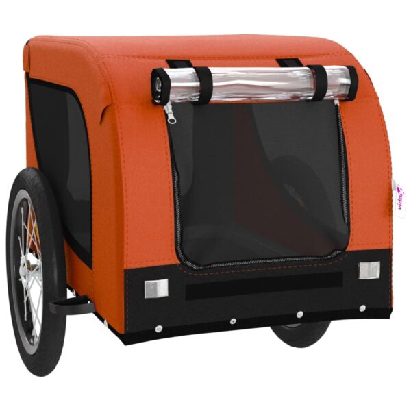 vidaXL Pet Bike Trailer Orange and Black Oxford Fabric and Iron - Image 4