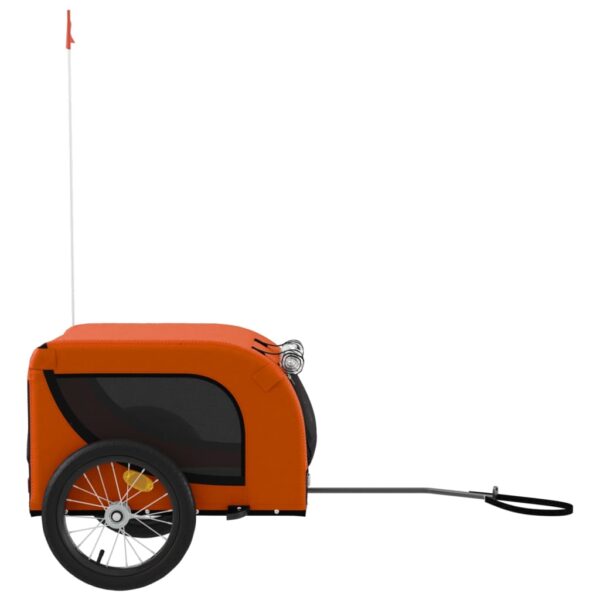 vidaXL Pet Bike Trailer Orange and Black Oxford Fabric and Iron - Image 5