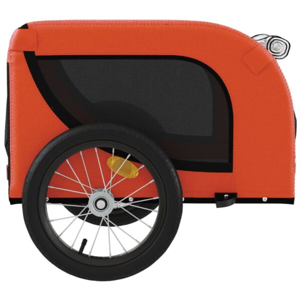 vidaXL Pet Bike Trailer Orange and Black Oxford Fabric and Iron - Image 6