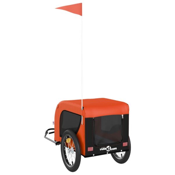 vidaXL Pet Bike Trailer Orange and Black Oxford Fabric and Iron - Image 7