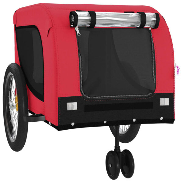 vidaXL Pet Bike Trailer Red and Black Oxford Fabric and Iron - Image 4