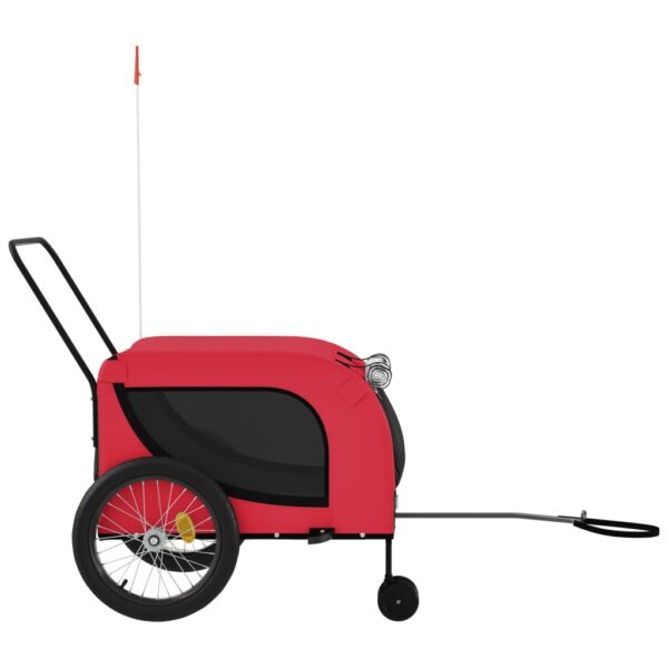 vidaXL Pet Bike Trailer Red and Black Oxford Fabric and Iron - Image 5