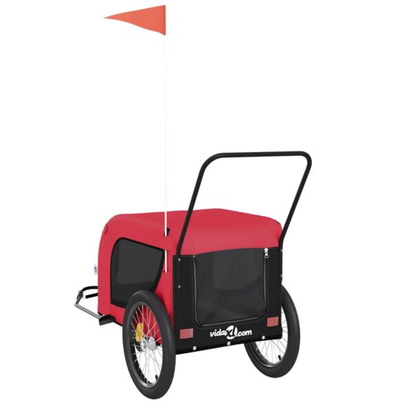 vidaXL Pet Bike Trailer Red and Black Oxford Fabric and Iron - Image 7