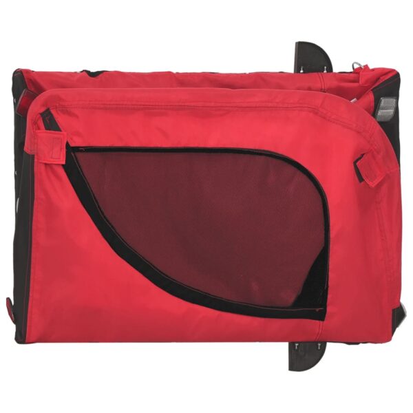 vidaXL Pet Bike Trailer Red and Black Oxford Fabric and Iron - Image 8