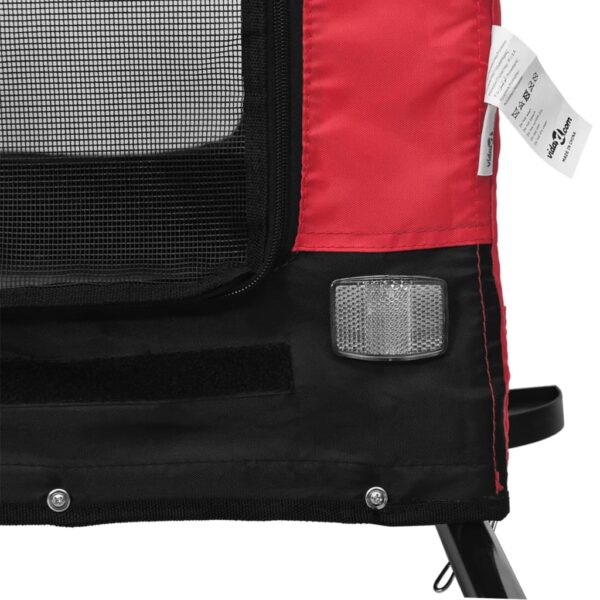 vidaXL Pet Bike Trailer Red and Black Oxford Fabric and Iron - Image 9