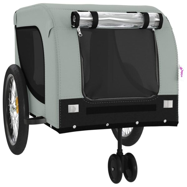 vidaXL Pet Bike Trailer Gray and Black Oxford Fabric and Iron - Image 4