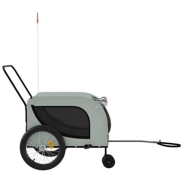 vidaXL Pet Bike Trailer Gray and Black Oxford Fabric and Iron - Image 5