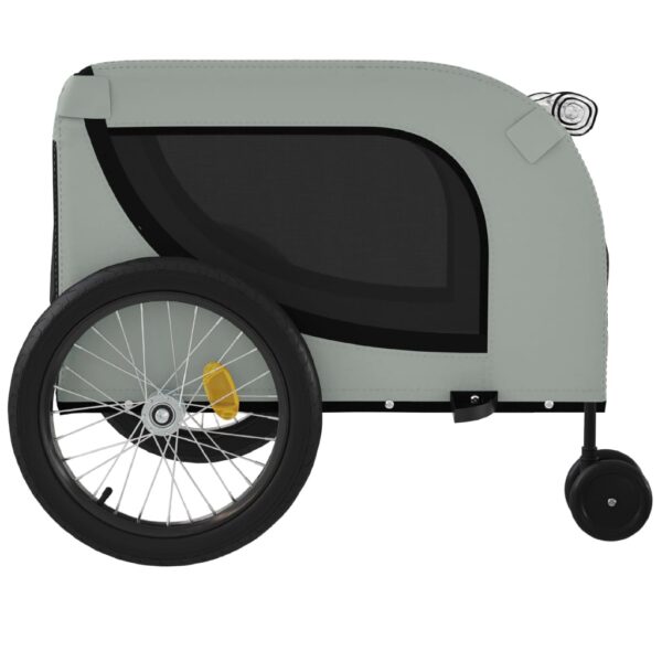 vidaXL Pet Bike Trailer Gray and Black Oxford Fabric and Iron - Image 6