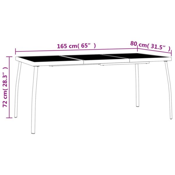 vidaXL Patio Table Anthracite 65"x31.5"x28.3" Steel Mesh - Image 7