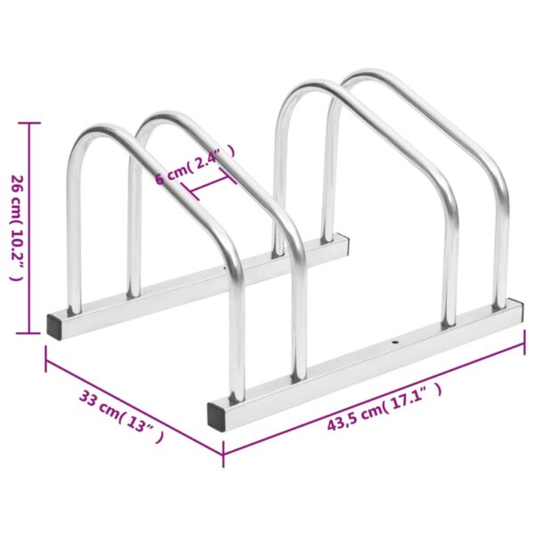 vidaXL Bike Rack for 2 Bikes Galvanized Steel - Image 6