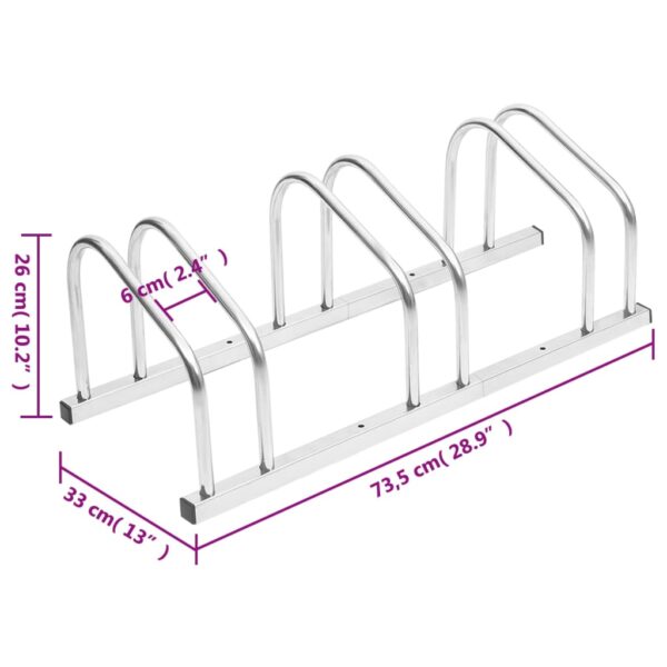 vidaXL Bike Rack for 3 Bikes Galvanized Steel - Image 6