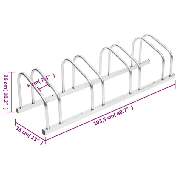 vidaXL Bike Rack for 4 Bikes Galvanized Steel - Image 6