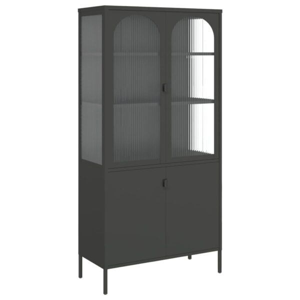 vidaXL Highboard Black 35.4"x15.7"x70.9" Glass and Steel - Image 2