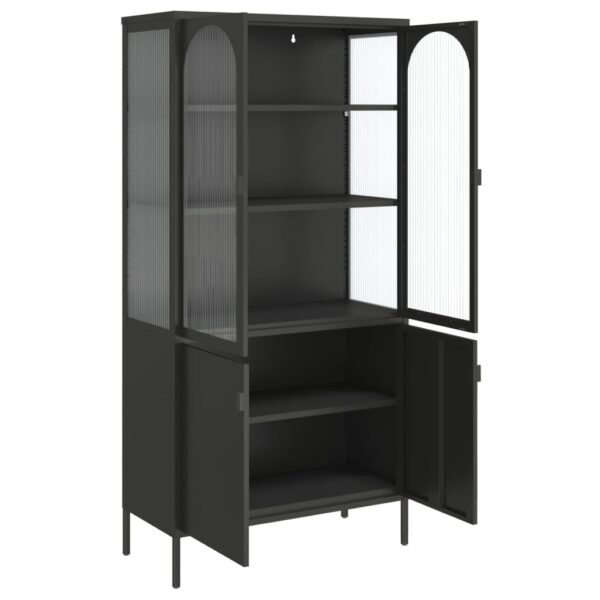 vidaXL Highboard Black 35.4"x15.7"x70.9" Glass and Steel - Image 8