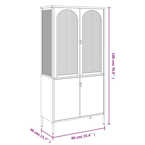 vidaXL Highboard Black 35.4"x15.7"x70.9" Glass and Steel - Image 11