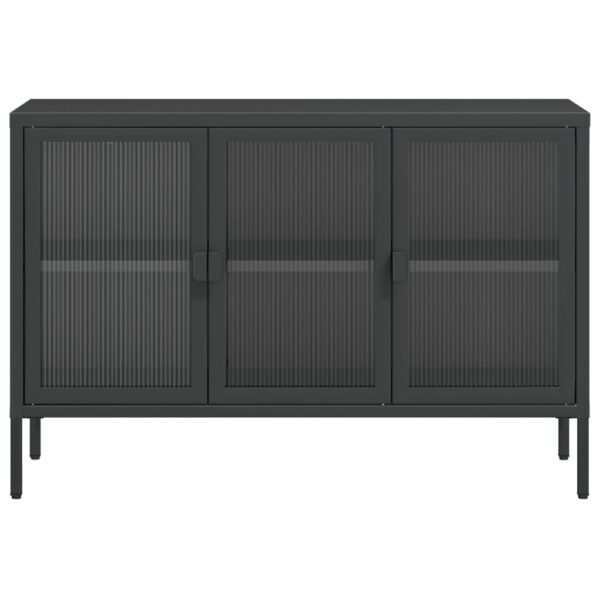 vidaXL Sideboard Black 41.3"x13.8"x27.6" Glass and Steel - Image 5