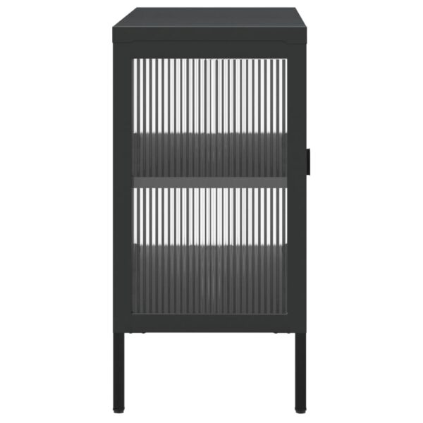 vidaXL Sideboard Black 41.3"x13.8"x27.6" Glass and Steel - Image 6