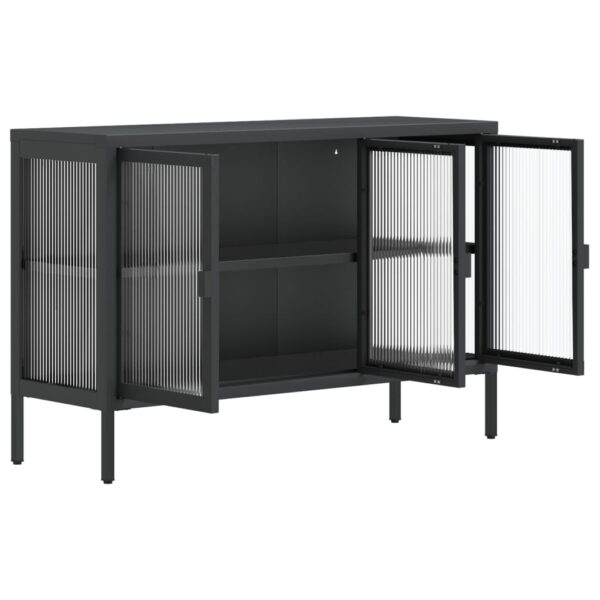 vidaXL Sideboard Black 41.3"x13.8"x27.6" Glass and Steel - Image 7