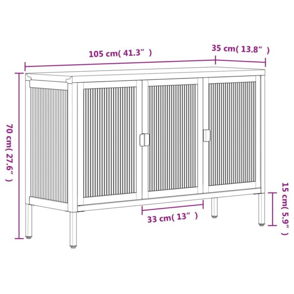 vidaXL Sideboard Black 41.3"x13.8"x27.6" Glass and Steel - Image 11