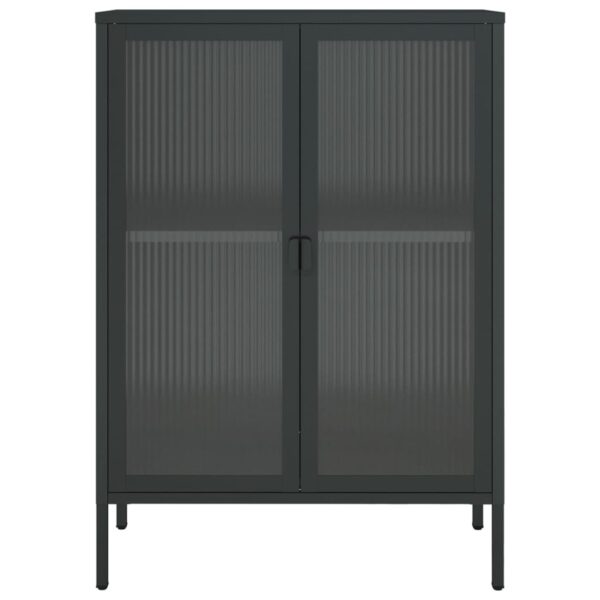 vidaXL Sideboard Black 29.5"x13.8"x41.3" Glass and Steel - Image 6