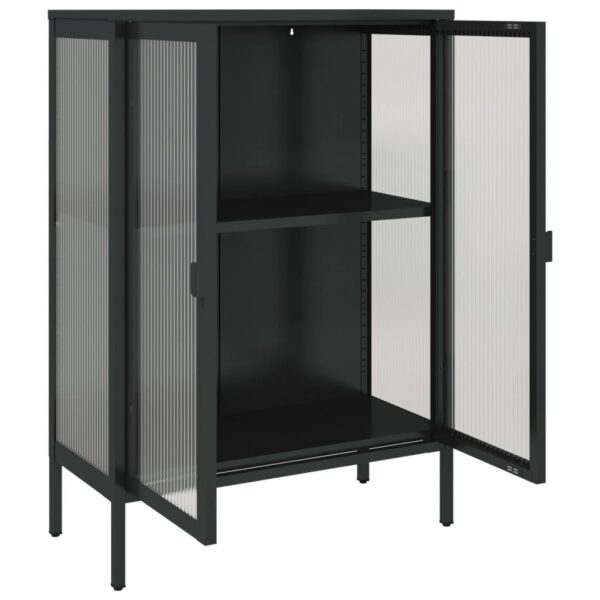 vidaXL Sideboard Black 29.5"x13.8"x41.3" Glass and Steel - Image 8