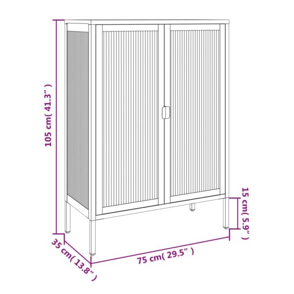 vidaXL Sideboard Black 29.5"x13.8"x41.3" Glass and Steel - Image 11