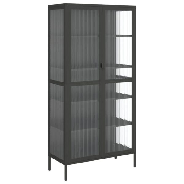 vidaXL Highboard Black 33.5"x15.7"x70.9" Glass and Steel - Image 2