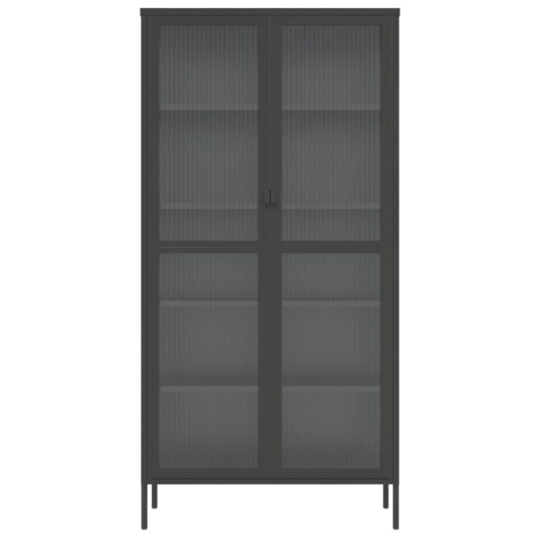 vidaXL Highboard Black 33.5"x15.7"x70.9" Glass and Steel - Image 6