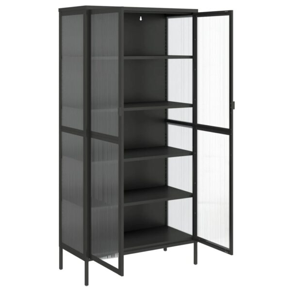 vidaXL Highboard Black 33.5"x15.7"x70.9" Glass and Steel - Image 8