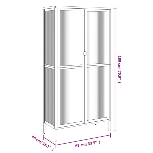 vidaXL Highboard Black 33.5"x15.7"x70.9" Glass and Steel - Image 11