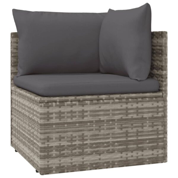 vidaXL 5 Piece Patio Lounge Set with Cushions Gray Poly Rattan - Image 5