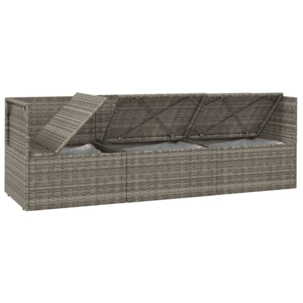 vidaXL 4 Piece Patio Lounge Set with Cushions Gray Poly Rattan - Image 8