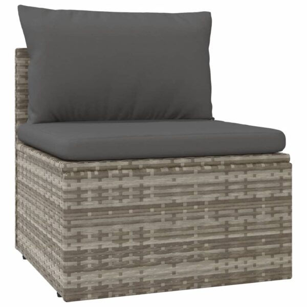 vidaXL 7 Piece Patio Lounge Set with Cushions Gray Poly Rattan - Image 6