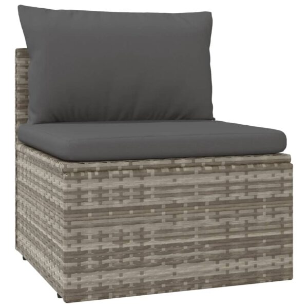 vidaXL 4 Piece Patio Lounge Set with Cushions Gray Poly Rattan - Image 6