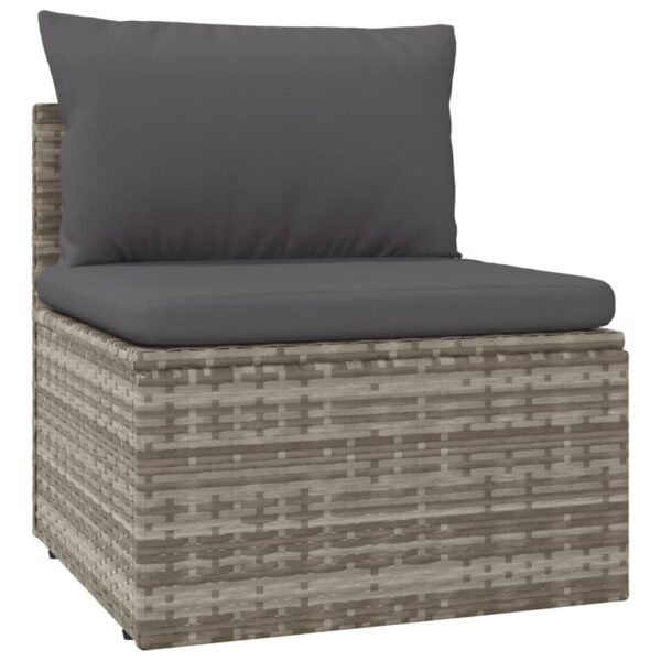 vidaXL Patio Middle Sofas 4 pcs Gray 22.4"x22.4"x22" Poly Rattan - Image 5