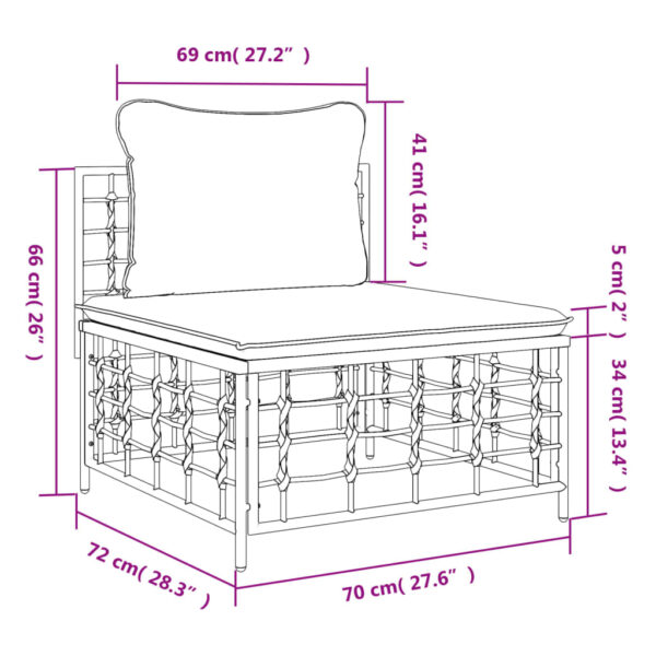 vidaXL Patio Middle Sofa with Beige Cushions Poly Rattan - Image 7