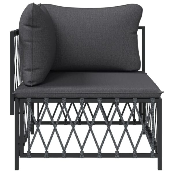 vidaXL Patio Corner Sofa with Cushions Anthracite Woven Fabric - Image 3