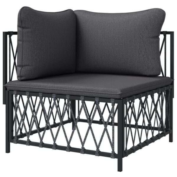 vidaXL Patio Corner Sofa with Cushions Anthracite Woven Fabric - Image 4