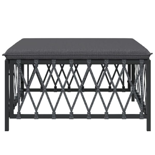 vidaXL Patio Footstool with Cushion Anthracite Woven Fabric - Image 3