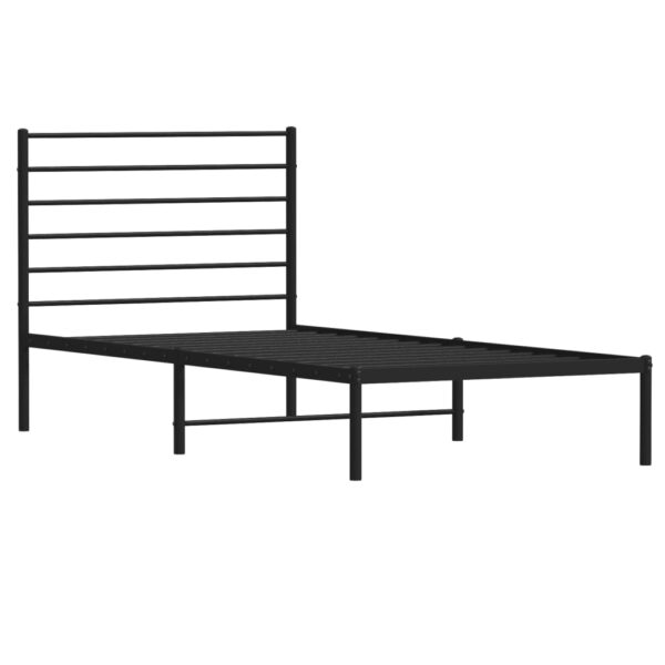 vidaXL Metal Bed Frame with Headboard Black 39.4"x74.8" Twin - Image 5