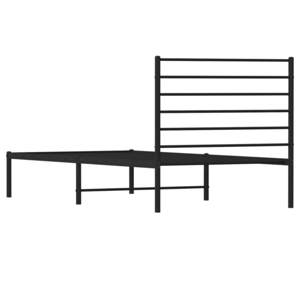 vidaXL Metal Bed Frame with Headboard Black 39.4"x74.8" Twin - Image 8