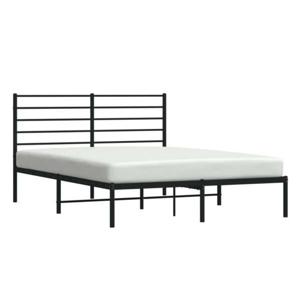 vidaXL Metal Bed Frame with Headboard Black 53.9"x74.8" Full - Image 4